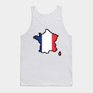 8-Bits France Map Flag Pixel Art Tank Top